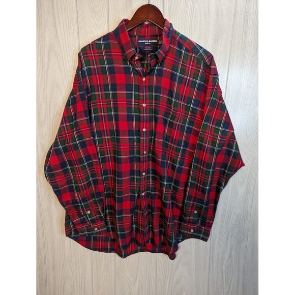 Polo Ralph Lauren Other - Vintage 90s Polo Ralph Lauren Golf Tilden Plaid Print Red Flannel Shirt Pony XL